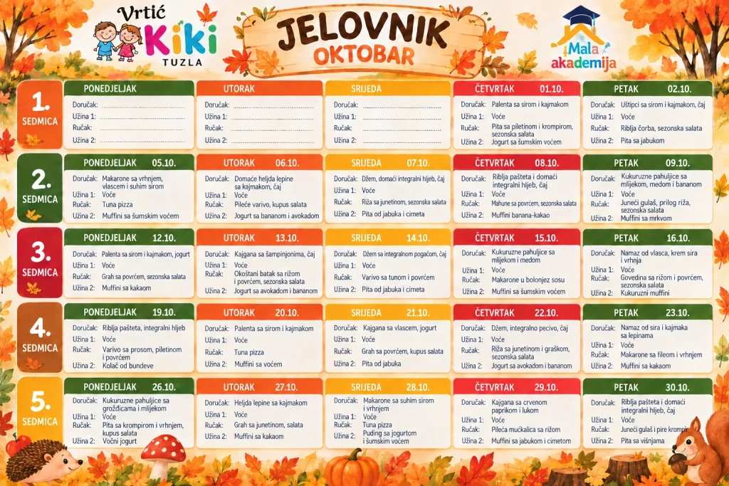 Jelovnik Oktobar